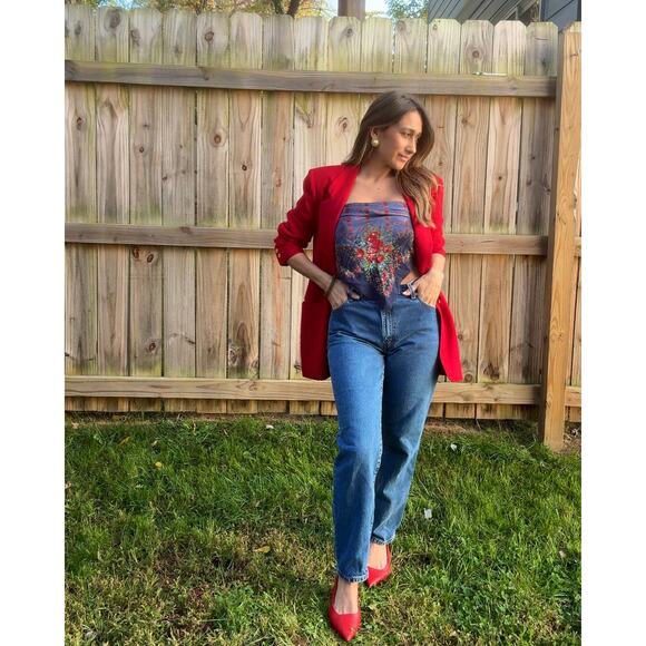 Vintage Scarlet Red Wool Power Blazer - Picture 5 of 10